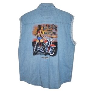 V Twin Vest Graphic Denim Button Front Vest Bike Week Sturgis 2005